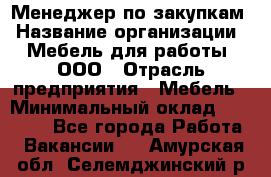 Менеджер по закупкам › Название организации ­ Мебель для работы, ООО › Отрасль предприятия ­ Мебель › Минимальный оклад ­ 15 000 - Все города Работа » Вакансии   . Амурская обл.,Селемджинский р-н